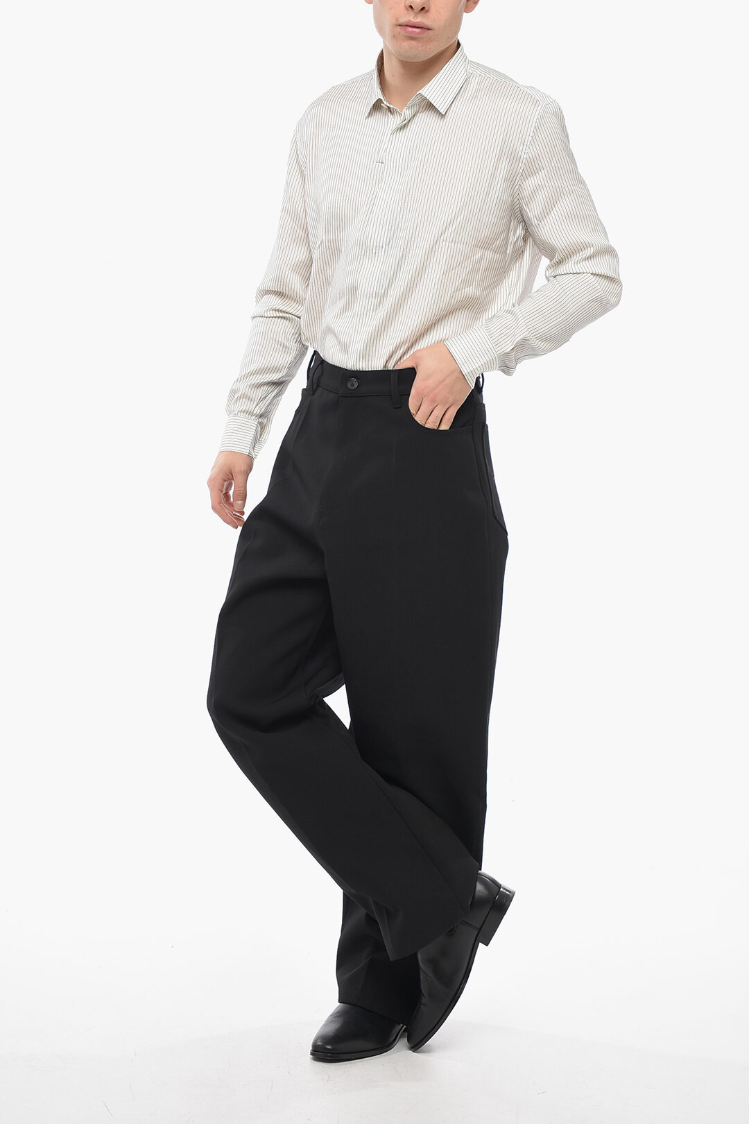 Balenciaga UNISEX Wool-blend Baggy Pants with High Waist