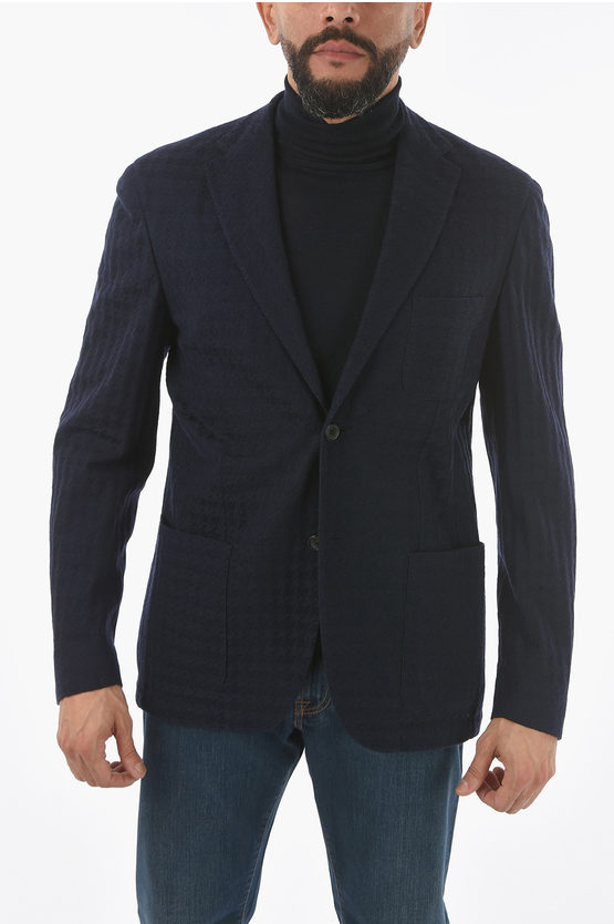 Corneliani Unlined Blazer With Welt Pocket And Side Vents In Blue