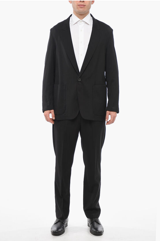 Hevo Unlined Capitolo Suit With Peak Lapel In Black