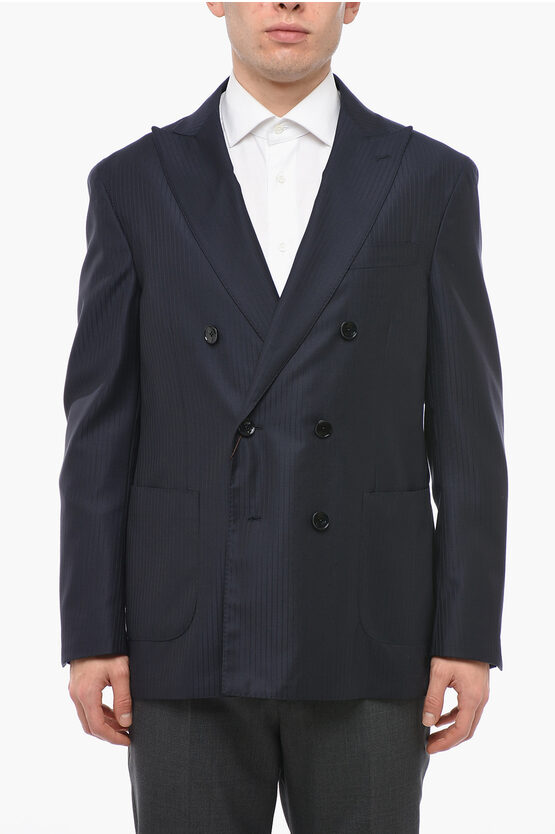 Etro Unlined Double-breasted Blazer With Peak Lapel In Blue