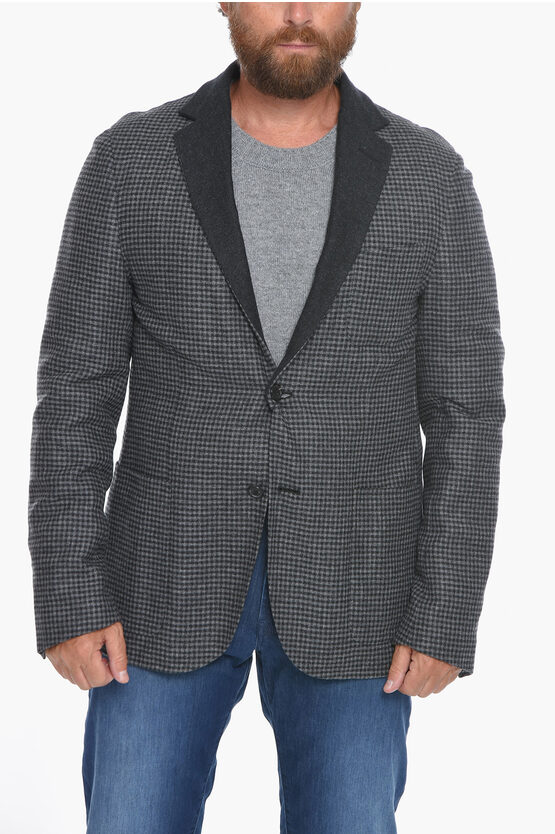 Corneliani Unlined Houndstooth Blazer With Patch Pockets In Gray
