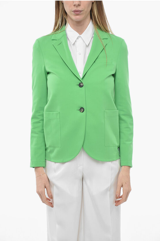 Harris Wharf Unlined Jersey Blazer With Patch Pockets In Green