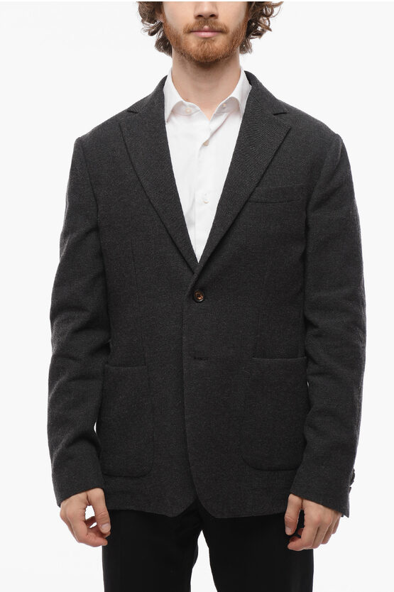 Doppiaa Unlined Single-breasted Blazer With Patch Pockets In Black