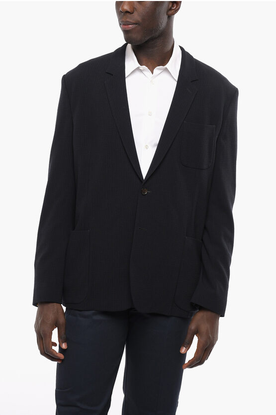 Paul Smith Unlined Single Breasted Blazer With Patch Pockets In Black