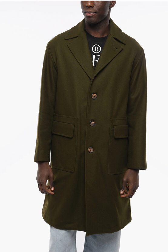 Doppiaa Unlined Single-breasted Coat With Patch Pockets In Green
