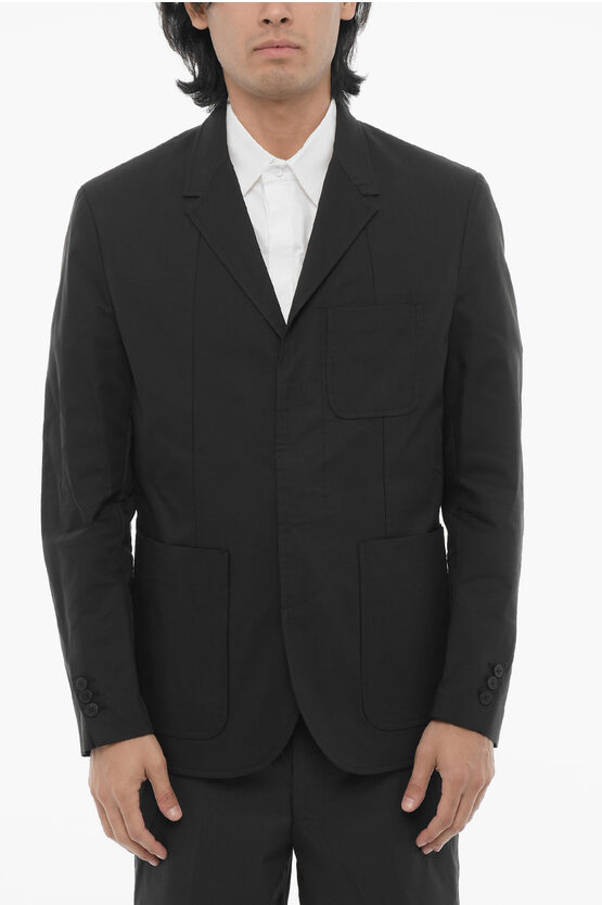 Neil Barrett Unlined Slim Fit Blazer With Patch Pockets In Black