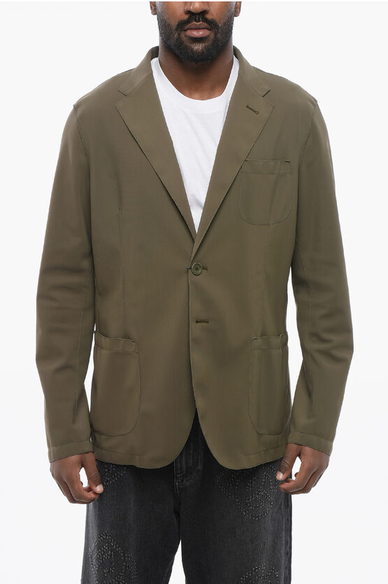 HERNO UNLINED STRETCH FABRIC BLAZER WITH PATCH POCKETS