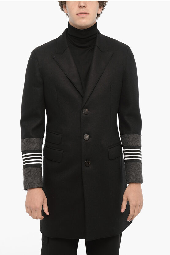 Shop Neil Barrett Unlined Travel Striped Skinny Fit Coat