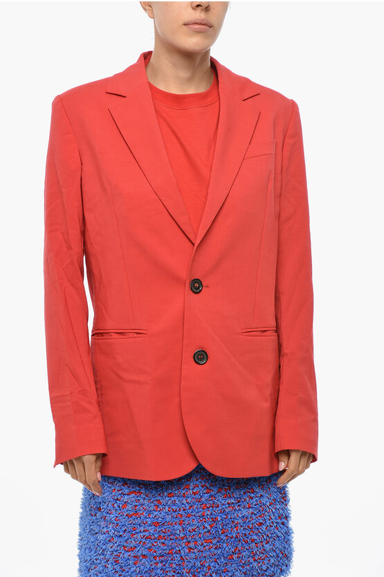 Dsquared2 Unlined Wool Blend Blazer With Flush Pockets In Red