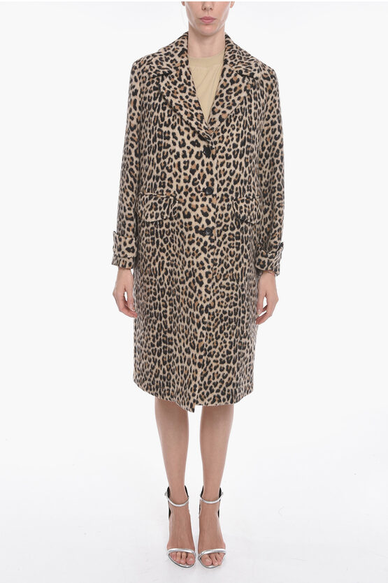 Ermanno Scervino Unlined Wool Blend Coat With Animal Motif In Multi