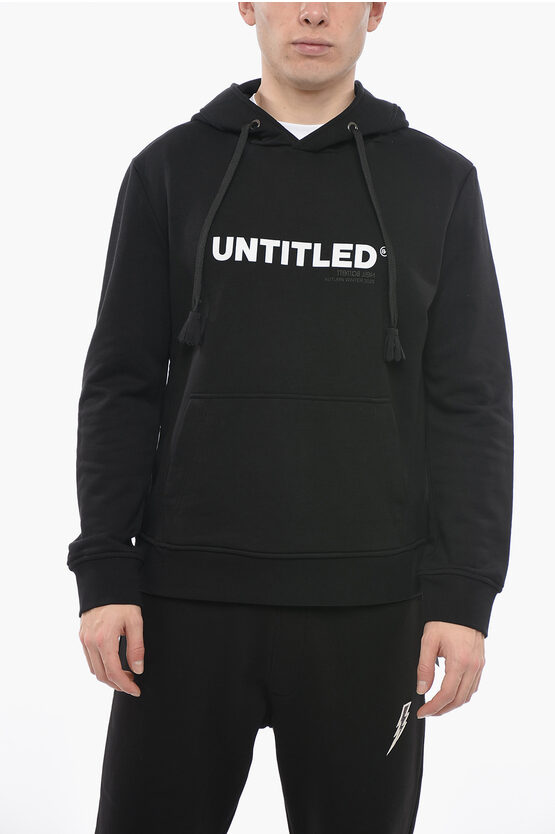 Neil Barrett Untitled Hoodie Sweatshirt With Lettering In Black