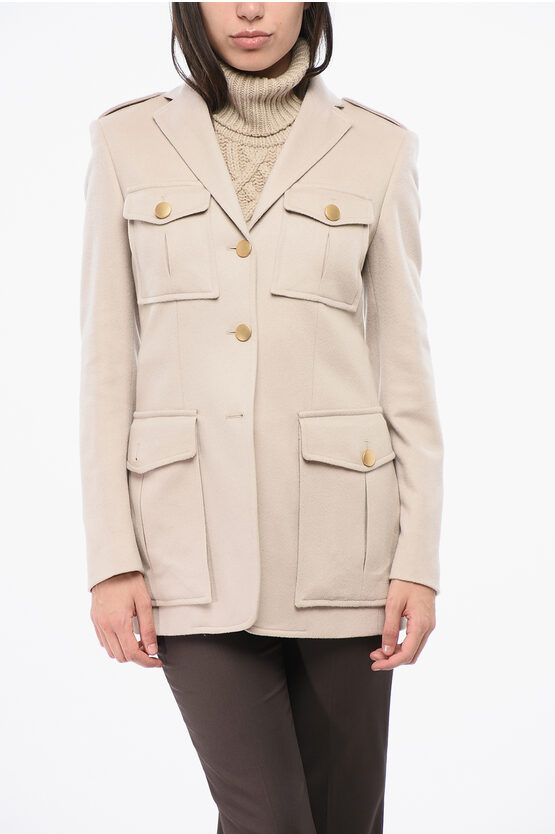 Tagliatore Utility Cashmere Blazer With Golden-effect Buttons