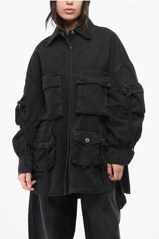 Attico Utility Denim Overshirt With Maxi Patch Pockets
