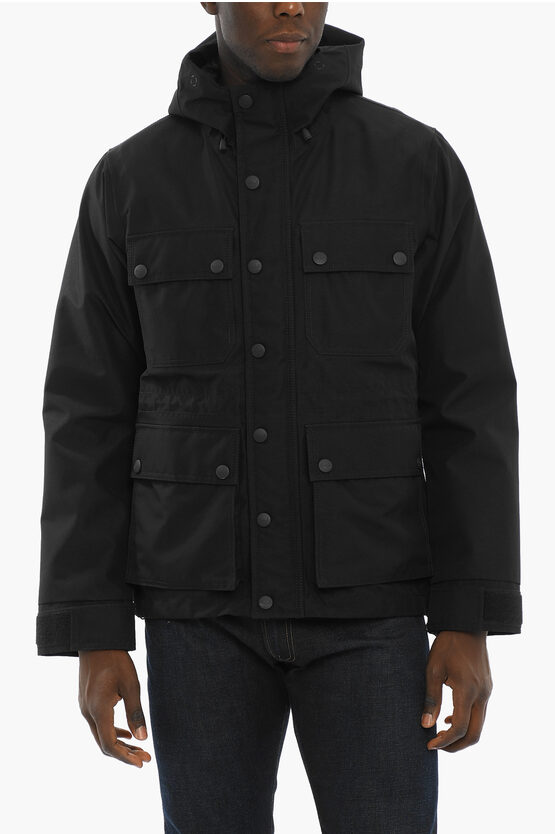 Woolrich Utility Gtx Lined Mountain Jacket With Snap Buttons In Black