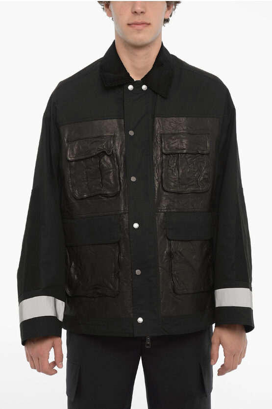 Shop Neil Barrett Utility Jacket With Rib Collar