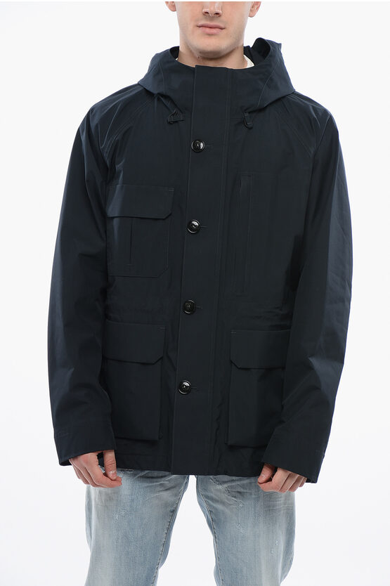 WOOLRICH UTILITY MOUNTAIN RAINCOAT WITH DRAWSTRINGS