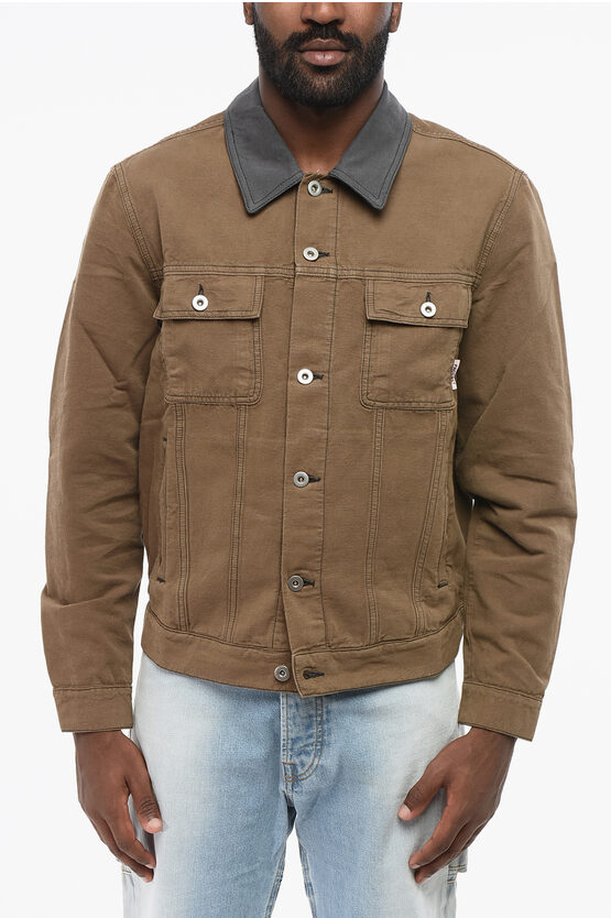 Paccbet Utility Overshirt With Silver-effect Buttons In Brown