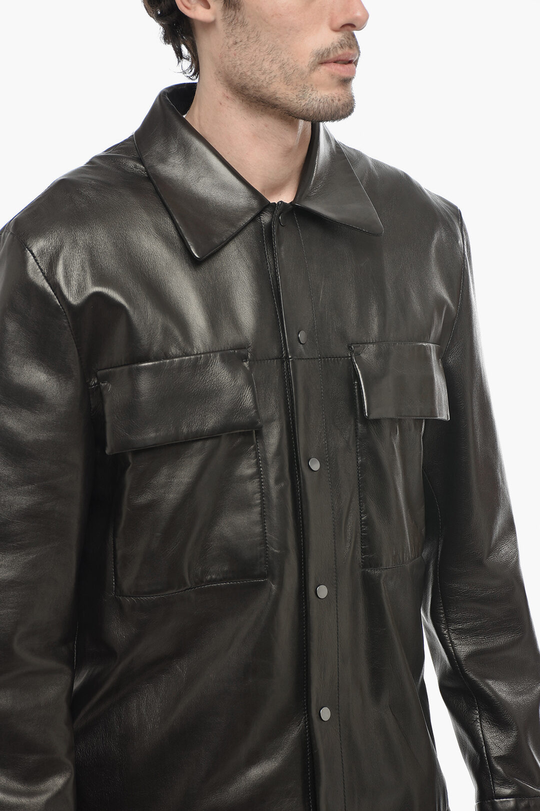 Salvatore Santoro Utility Pockets Lined Leather Overshirt men - Glamood ...
