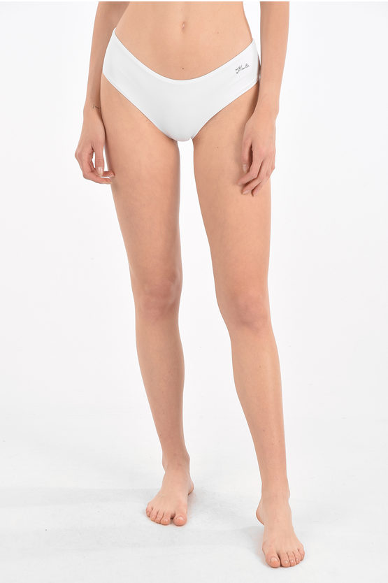 Karl Lagerfeld V Karl & Choupette Slip Swimsuit With Logo In White