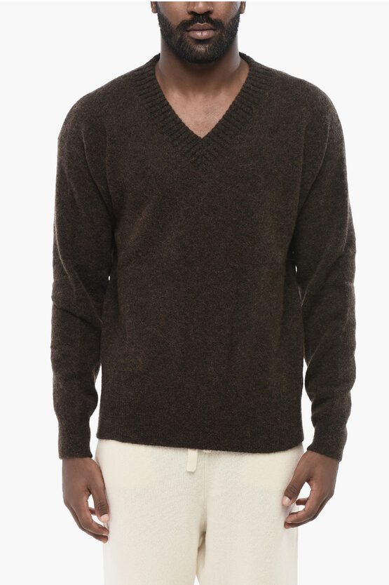 Altea V Neck Brushed Alpaca Blend Sweater