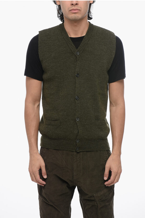 Shop Golden Goose V Neck Buttoned Wool Vest