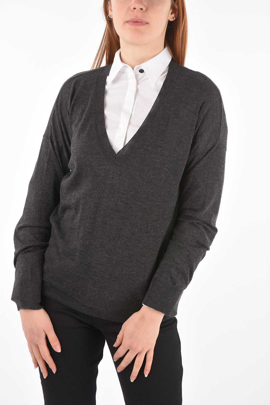 black v neck cashmere sweater womens