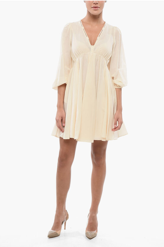 Pinko V-neck Cotton And Silk Beowulf Dress With 2 Pockets