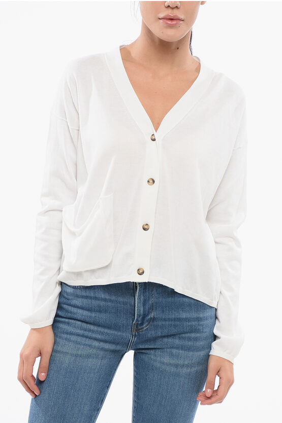 Oliver Lattughi V-neck Cotton Over Cardigan With Breast Pocket