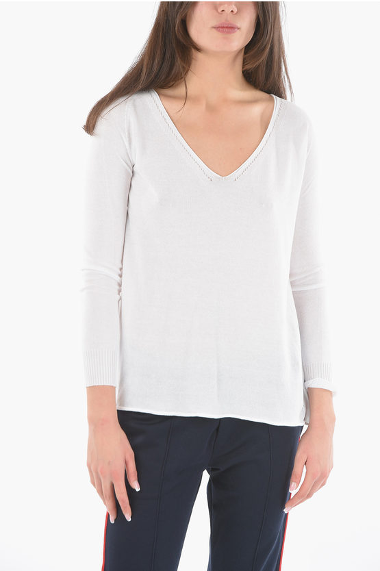 Woolrich V-neck Cotton Sweater In White