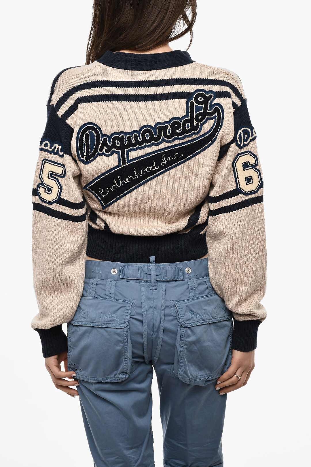 Dsquared2 V-Neck Cotton Sweatshirt With Embroidered Logo