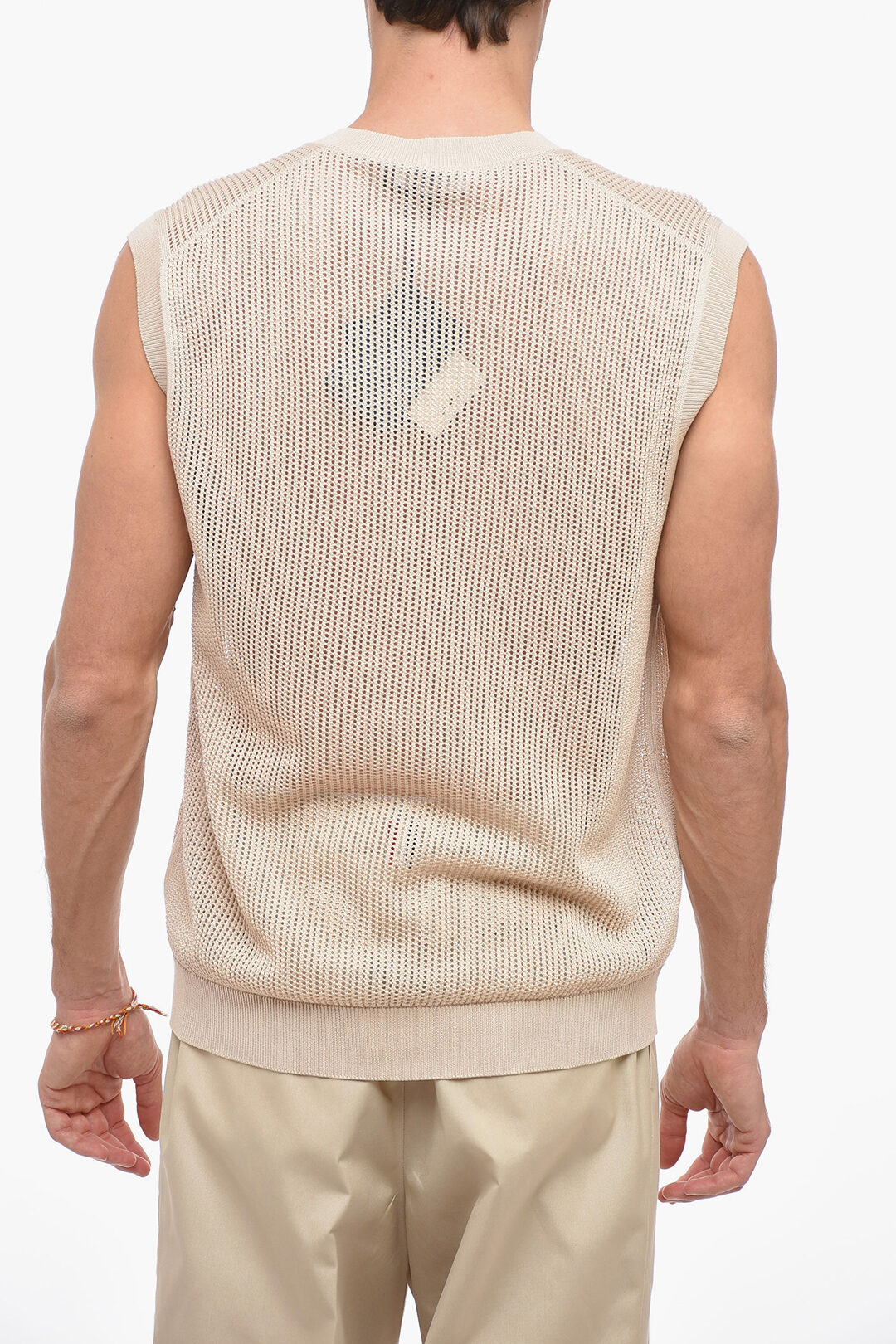 Prada V Neck Crochet Silk Blend Vest men - Glamood Outlet