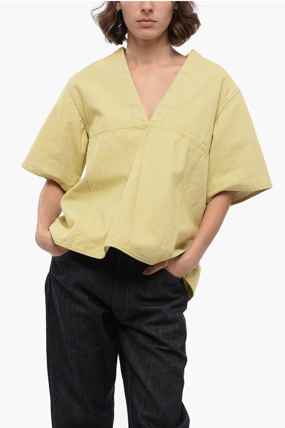 V Neck Denim Asymme… - image