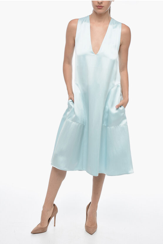 Sa Su Phi V Neck Satin Serena Midi Dress