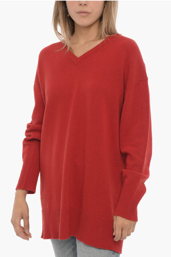 Shop Aspesi V-neck Solid Color Wool Sweater