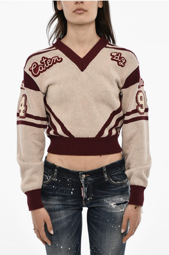 Dsquared2 V-neck Sweater With Contrasting Trims