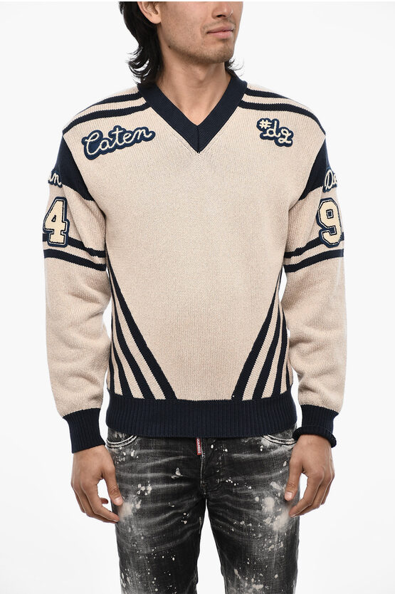 Dsquared2 V-neck Sweater With Contrasting Trims