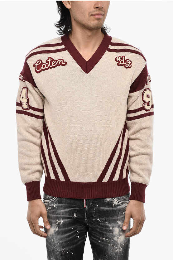 Dsquared2 V-neck Sweater With Contrasting Trims