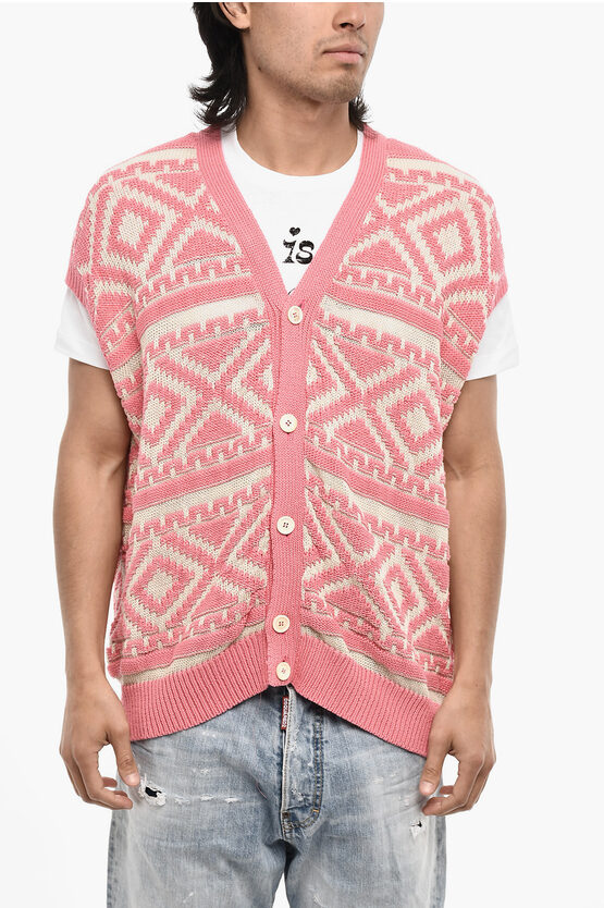 Dsquared2 V-neck Two-tone Sleeveless Cardigan