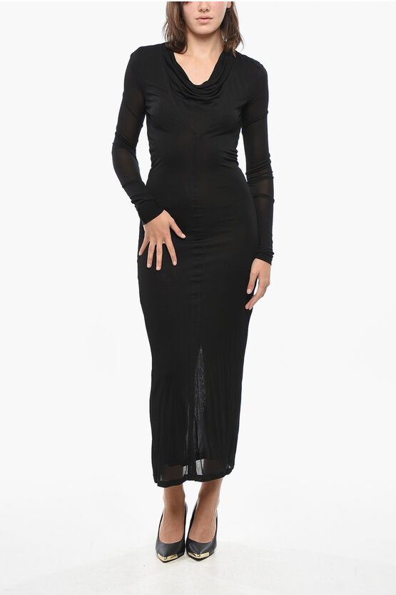 Totême V Neck Viscose Midi Dress In Black