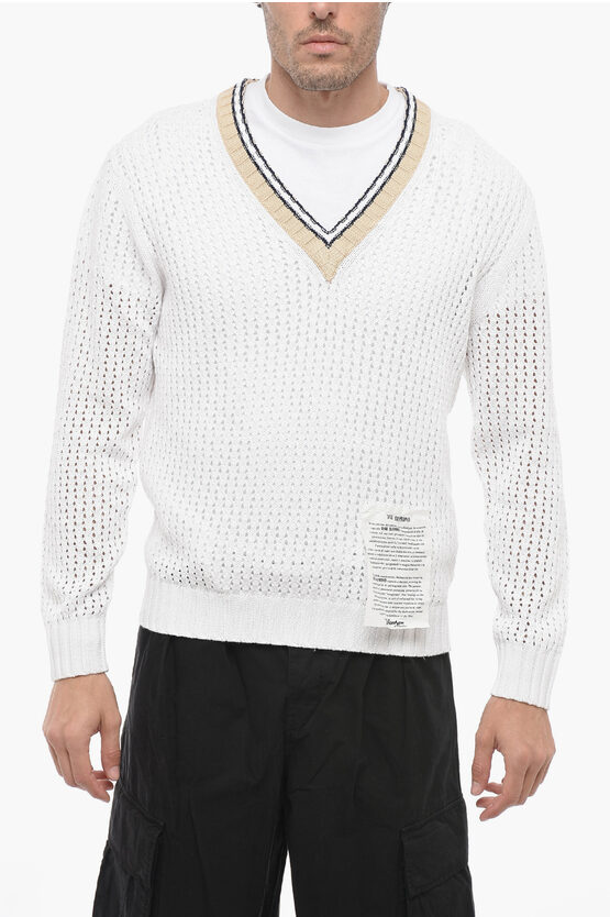 Shop Ballantyne V-neckline Openwork Sweater