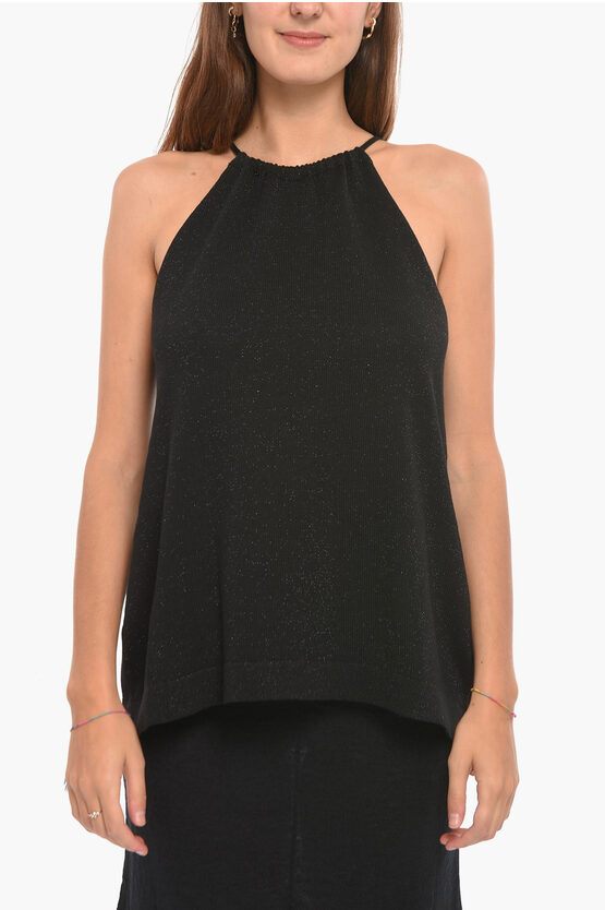 Altea Vanisé-knit Top With Back Cut-out In Black