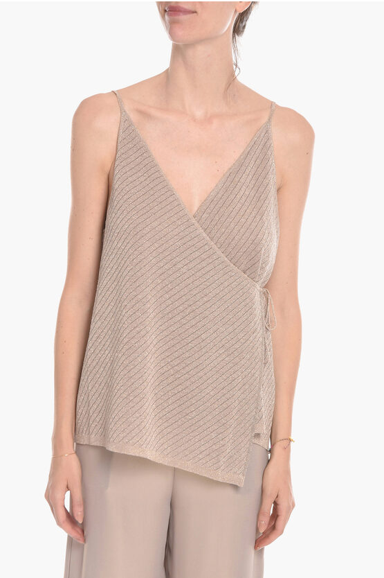 Altea Vanisé-knit Wrapped Top In Brown