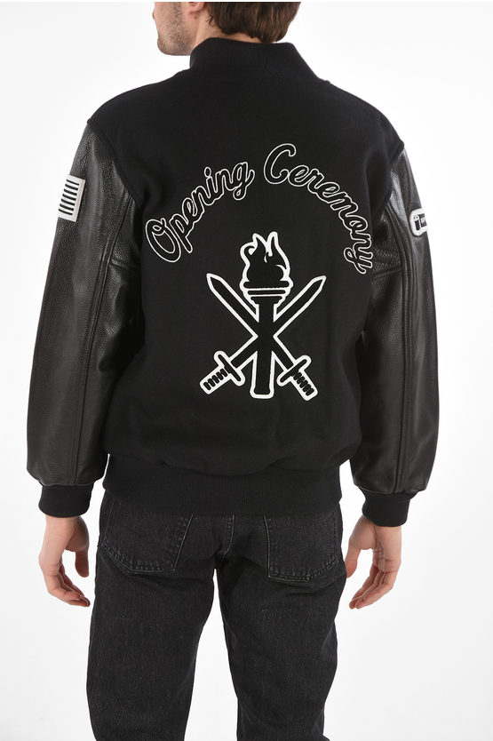 Opening Ceremony Varsity Jacket with Leather Sleeves men Glamood Outlet