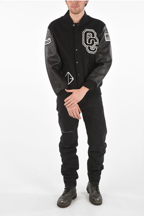 Opening Ceremony Varsity Jacket with Leather Sleeves men Glamood Outlet