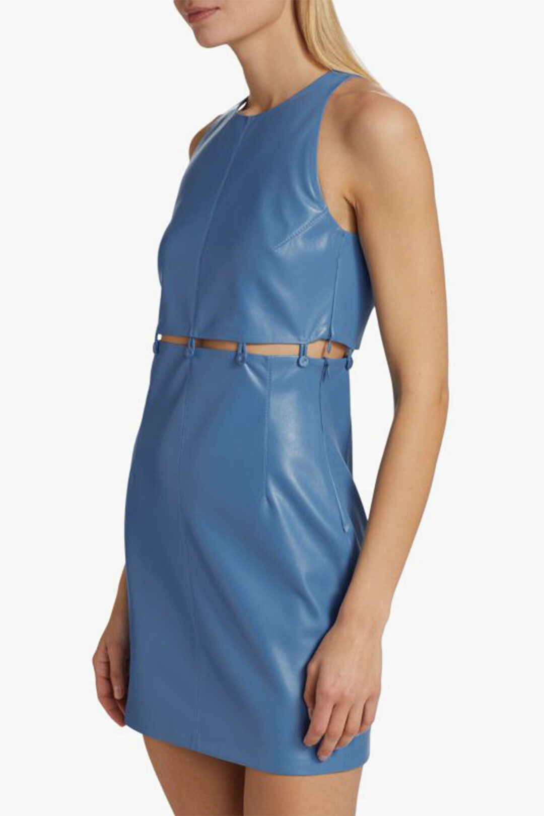 Nanushka Vegan-leather LAYAN Mini Dress with Button Loop