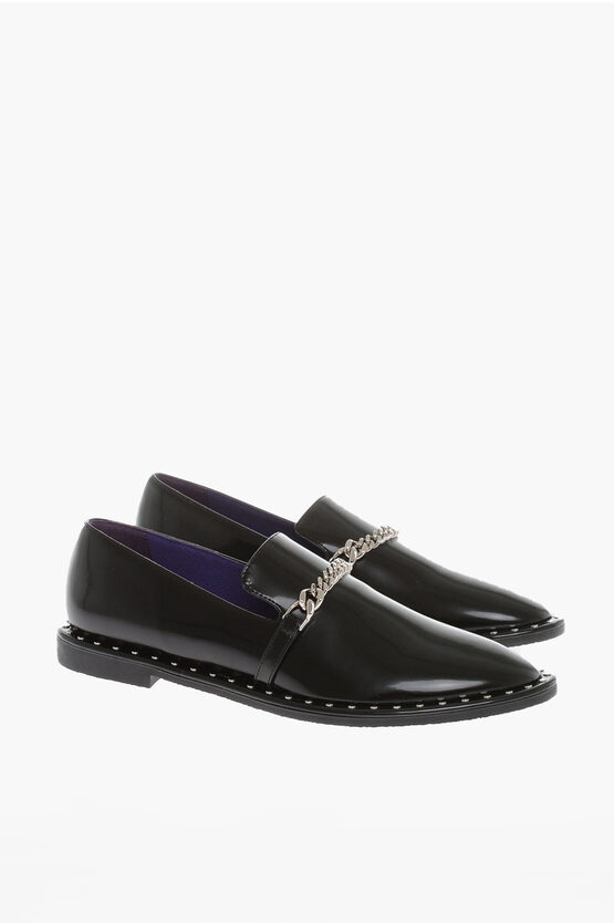 Shop Stella Mccartney Vegan Leather Loafers With Chain Detail