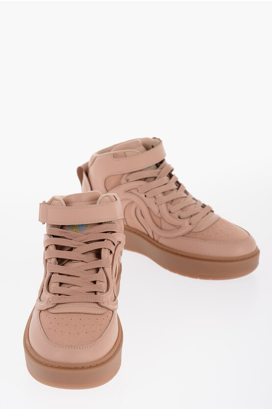 Stella Mccartney Vegan Leather S-wave High-top Sneakers In Brown