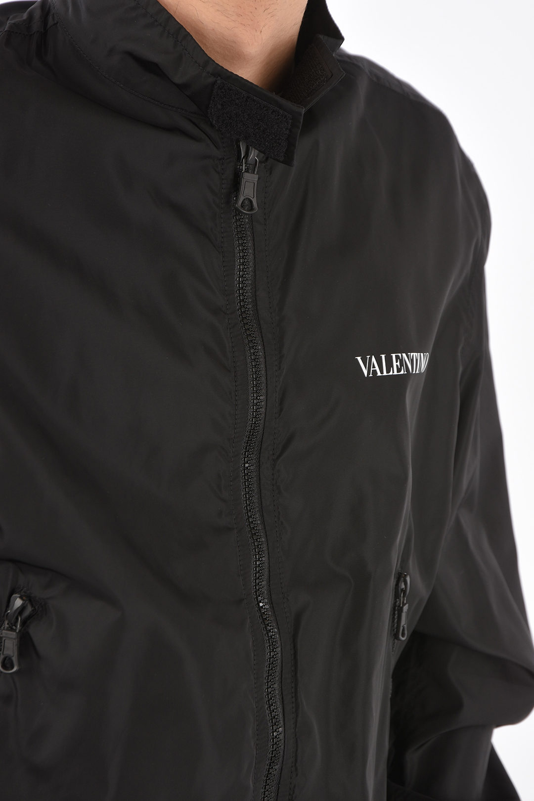 Valentino Velcro Fastened Neck Nylon Bomber Jacket men Glamood Outlet