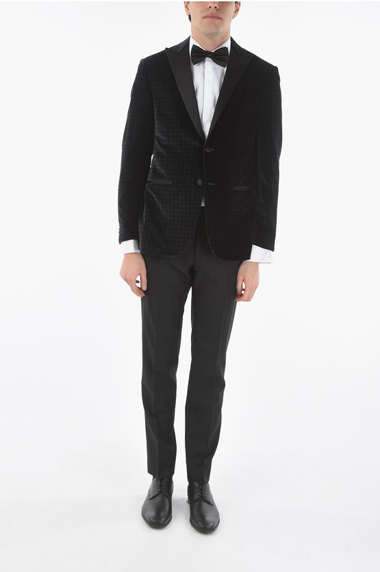 Corneliani Velour Cerim.academy Peak Lapel Tuxedo In Black