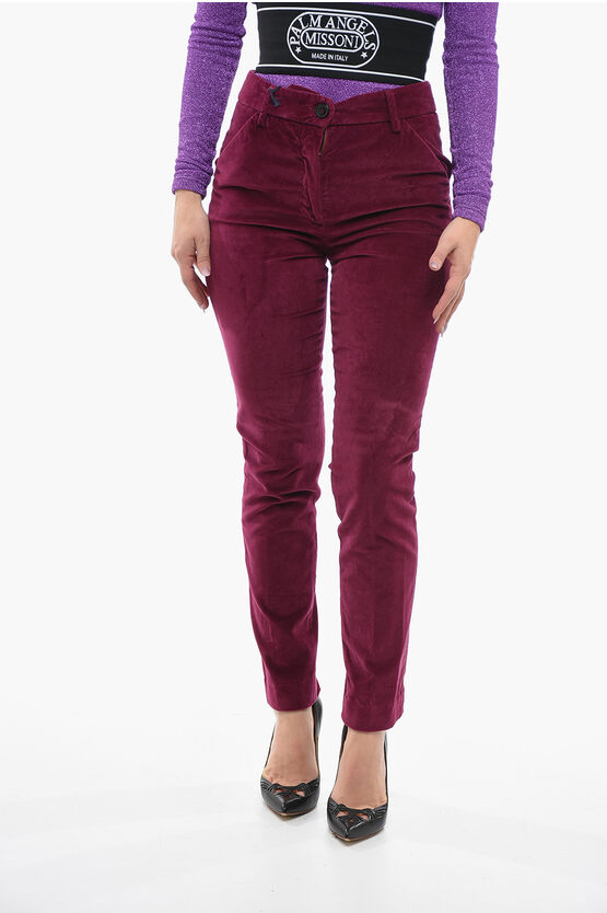 True Royal Velour Penny Chinos Pants With Belt Loops In Red